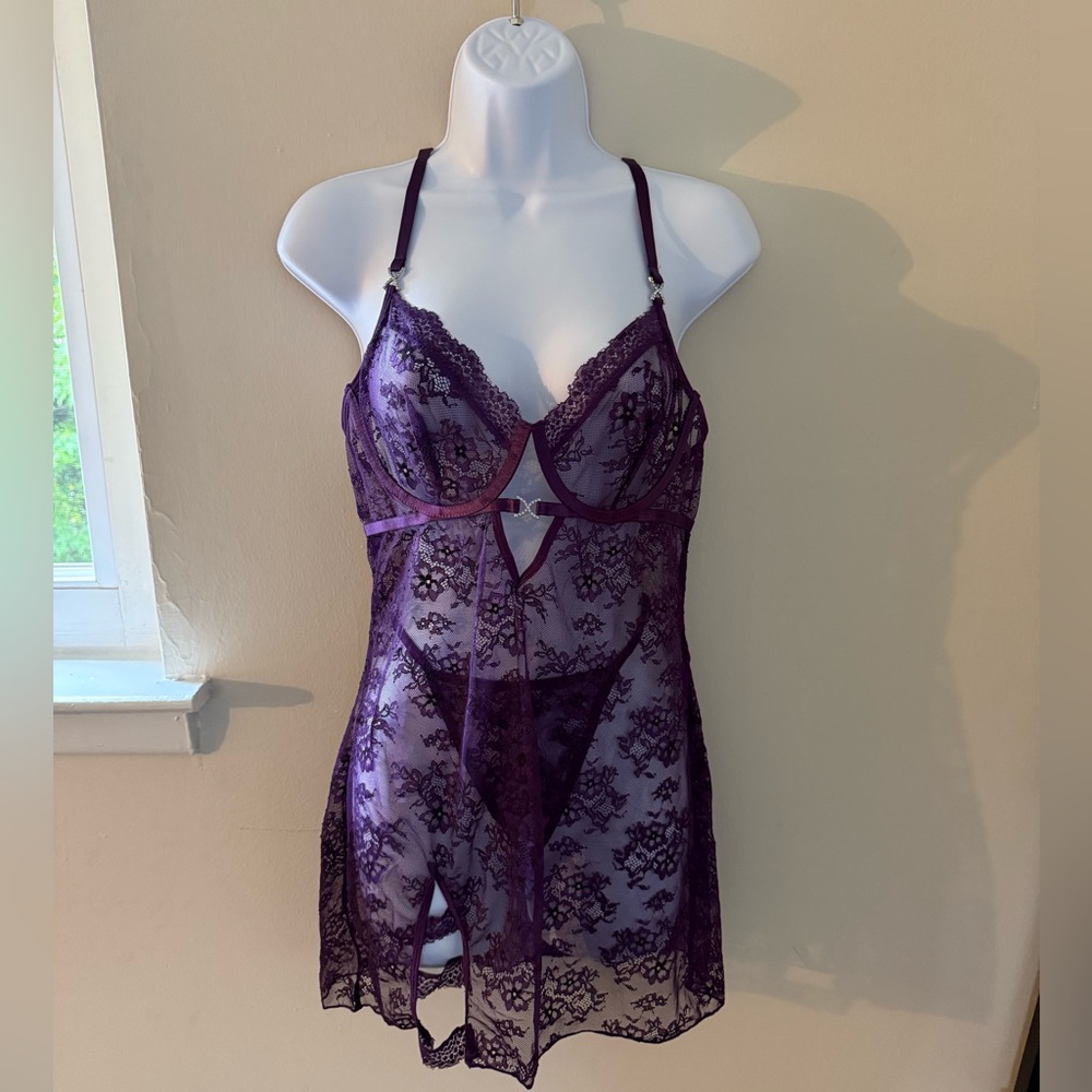 Chic Purple Lace Babydoll Dress